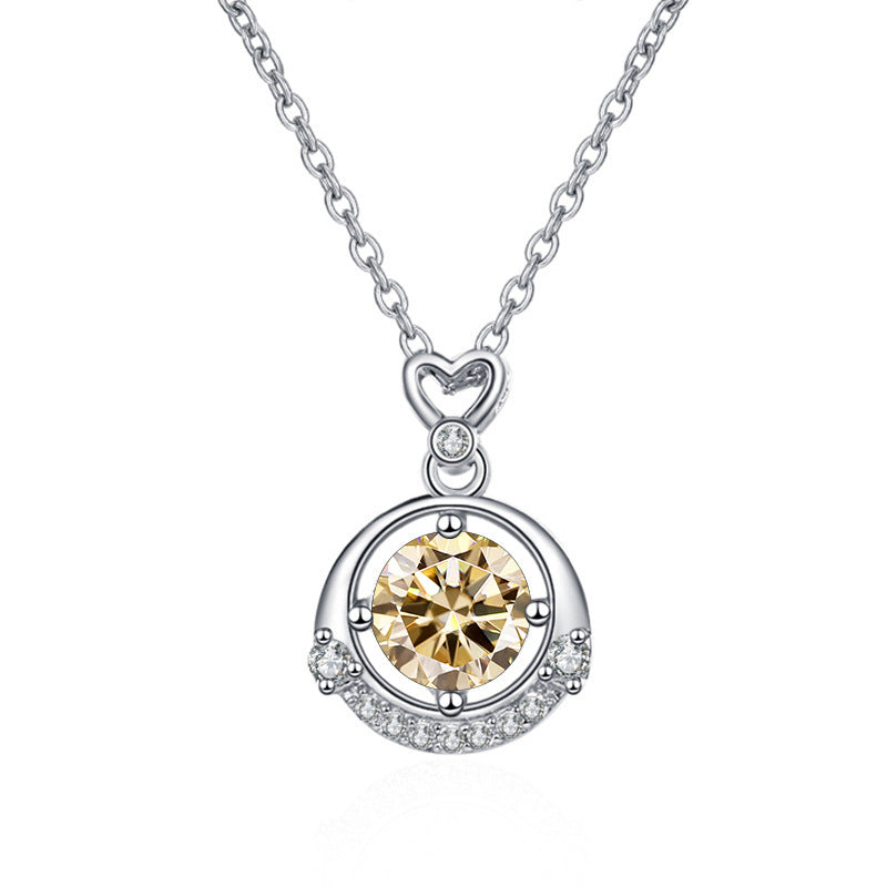 Cross-border color moissanite necklace classic small heart