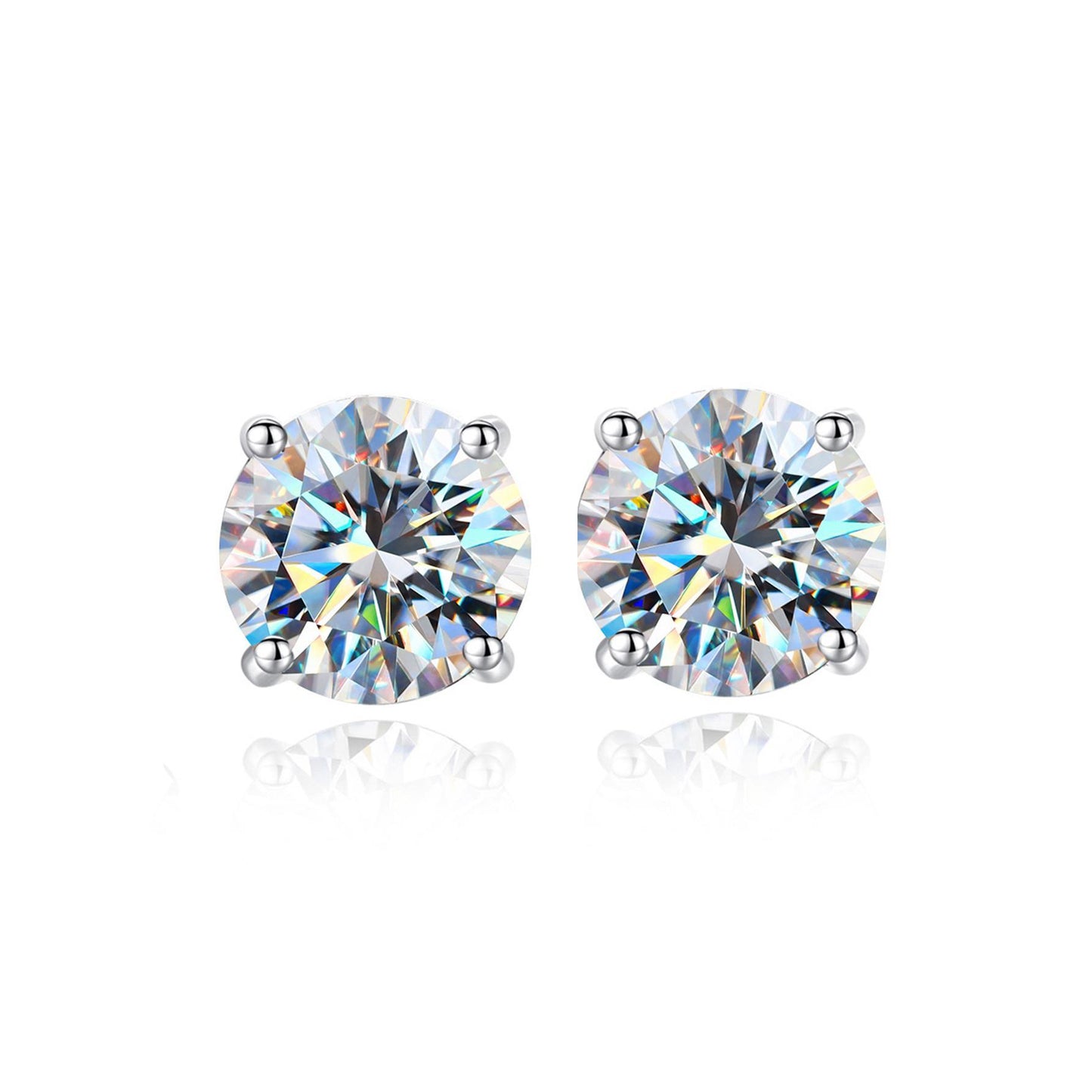 【#175】Four-Claw Moissanite Stud Earrings In 925 Sterling Silver