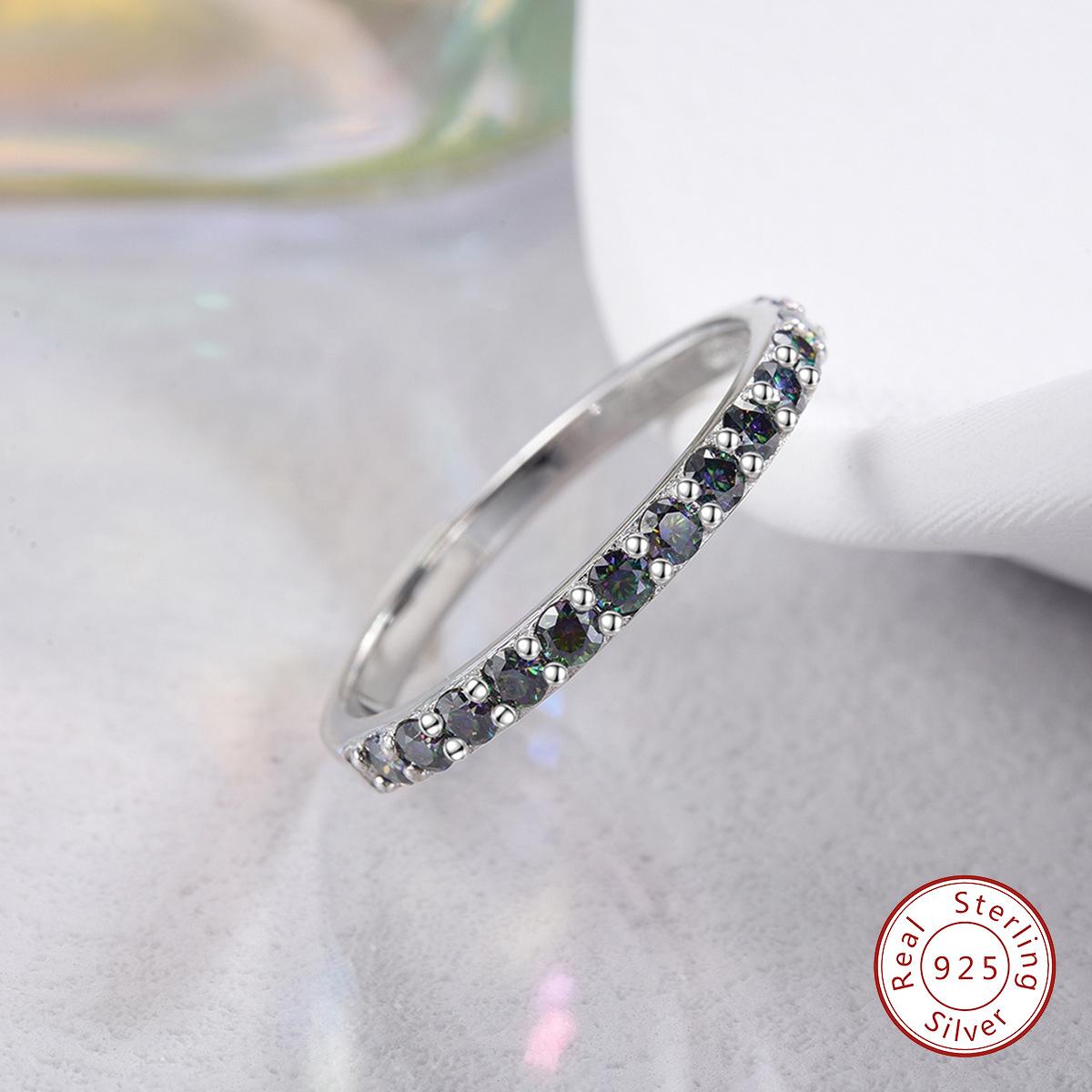 【#173】Multi-Color Moissanite Eternity Ring In 925 Sterling Silver