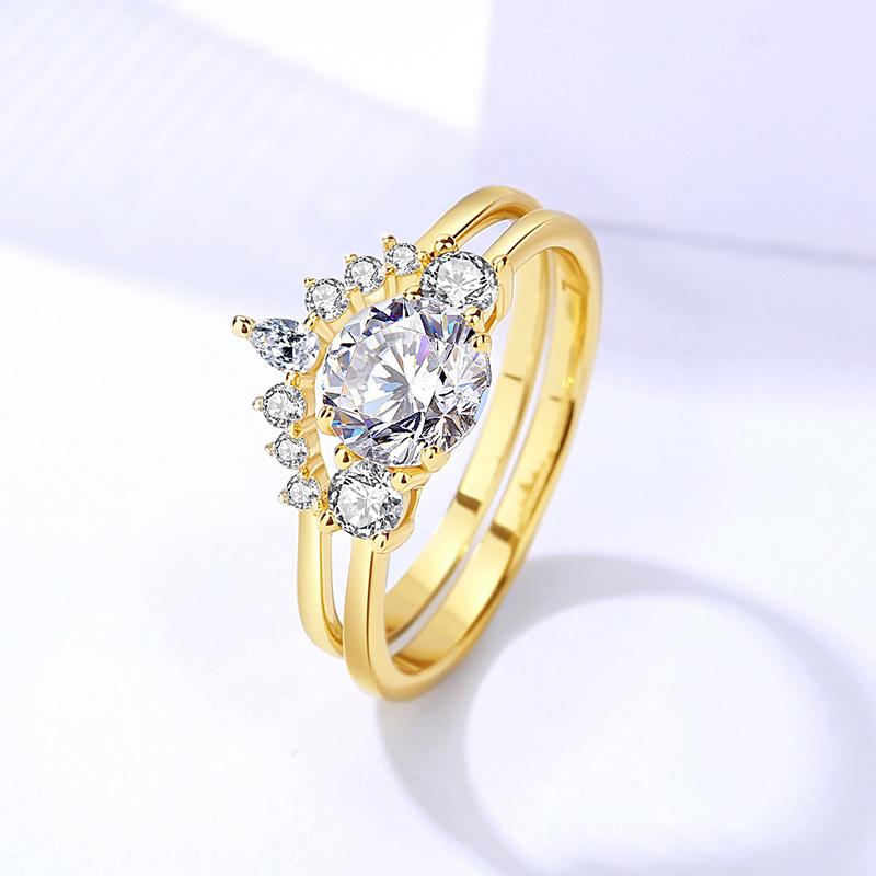 Elegant 925 Sterling Silver Moissanite Ring Set5