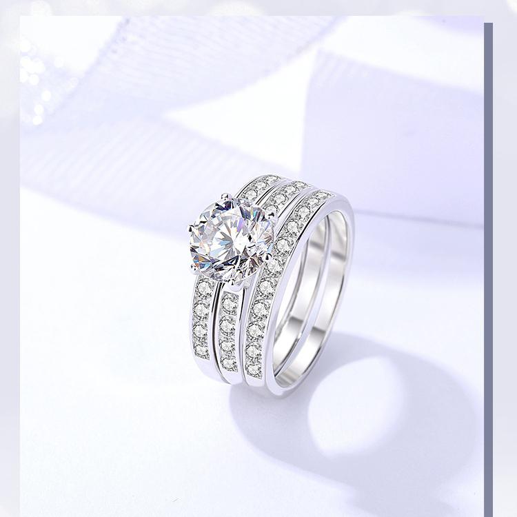 Elegant 925 Sterling Silver 2CT Moissanite Stackable Ring5