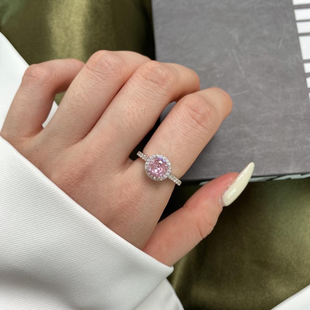 【T24】925 Sterling Silver Halo Setting CZ Ring