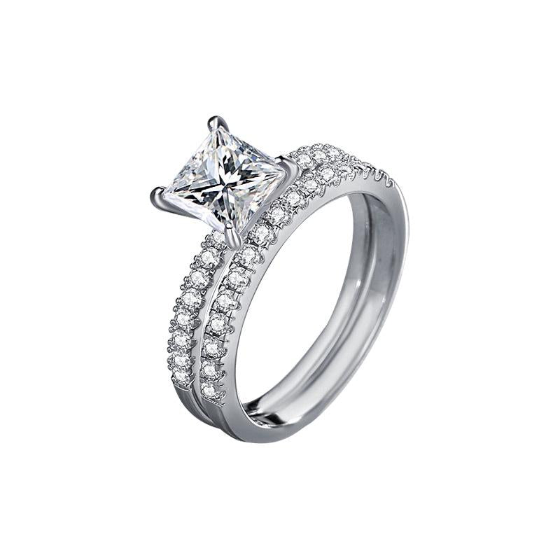 Elegant 925 Sterling Silver Princess Cut Moissanite Ring with Classic Four-Claw Setting0