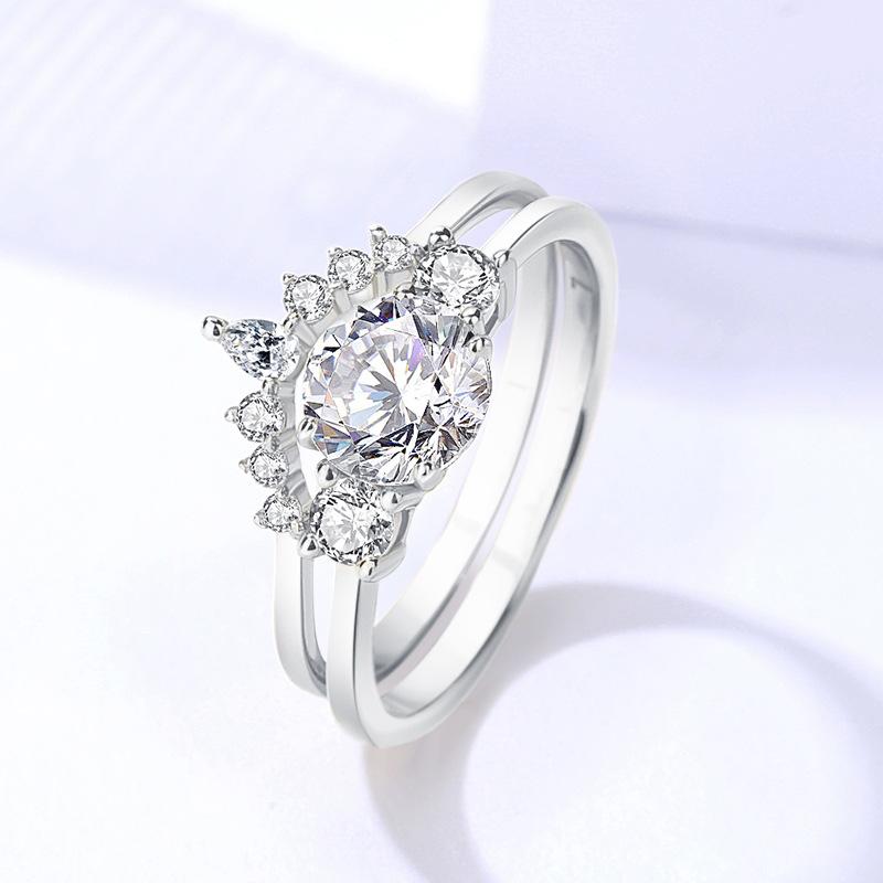 Elegant 925 Sterling Silver Moissanite Ring Set2