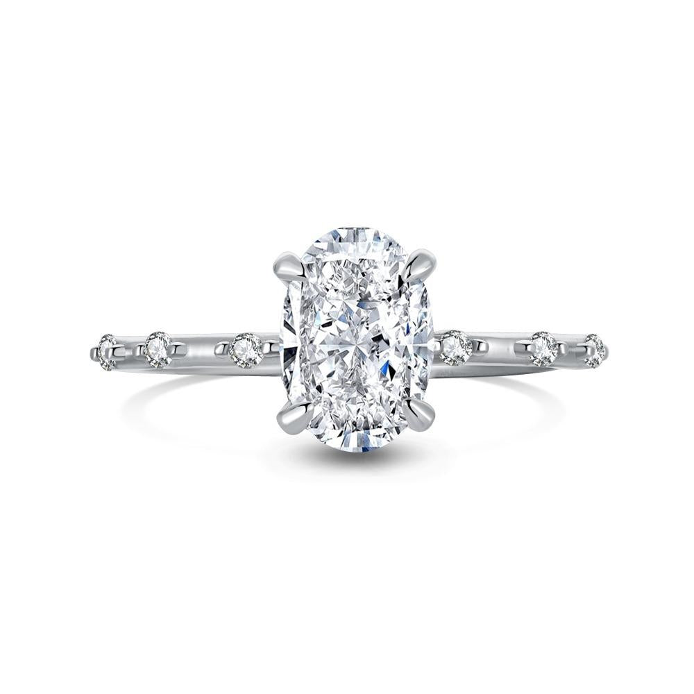 【T43】925 Sterling Silver Oval Shape CZ Light Luxury Ring