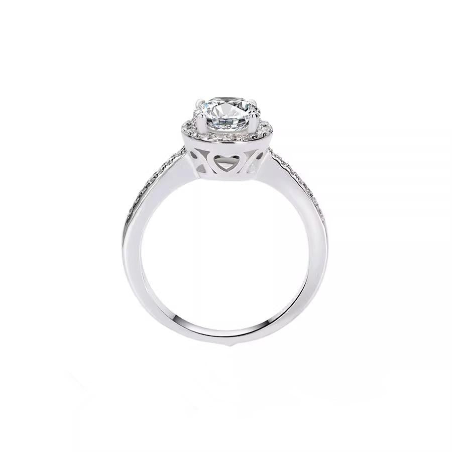 Elegant 925 Sterling Silver Moissanite Ring with Halo Setting2