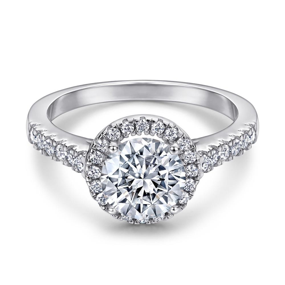 【T24】925 Sterling Silver Halo Setting CZ Ring