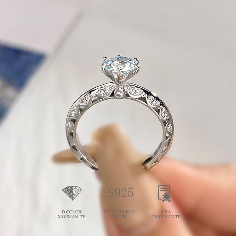 Elegant 925 Sterling Silver Moissanite Proposal Ring4