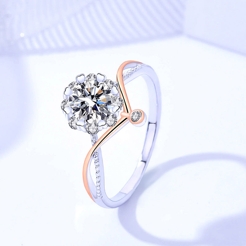 Damila s925 sterling silver moissanite proposal ring for women with cross-border light luxury line flower design, available for direct wholesale4