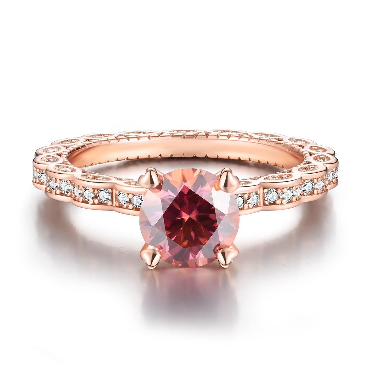 Elegant 925 Sterling Silver Moissanite Ring in Rose Gold Finish2