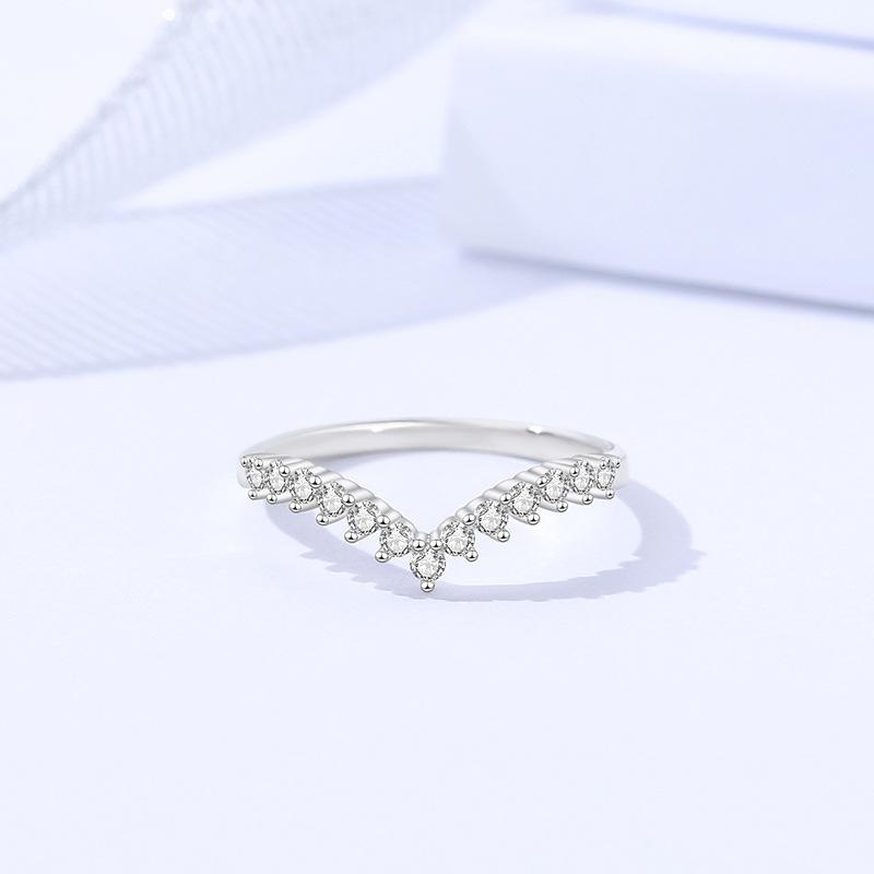 【T10】925 Sterling Silver V-shape Crown Ring