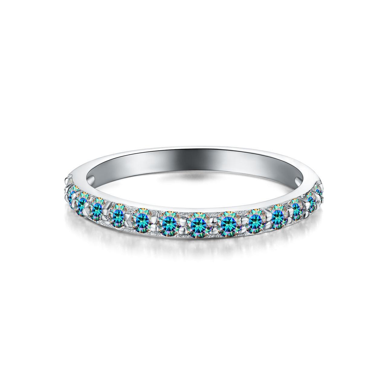 【#173】Multi-Color Moissanite Eternity Ring In 925 Sterling Silver