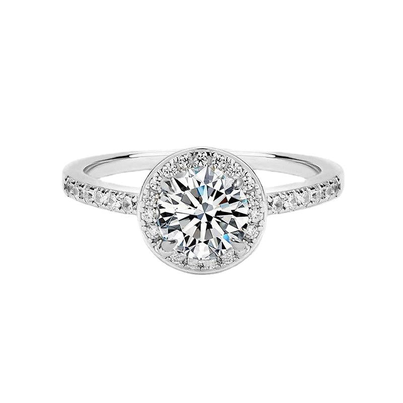 Elegant 925 Sterling Silver Moissanite Ring with Halo Setting5