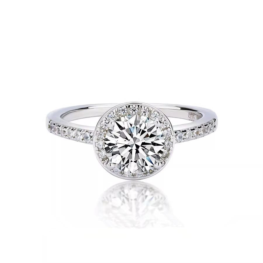 Elegant 925 Sterling Silver Moissanite Ring with Halo Setting1