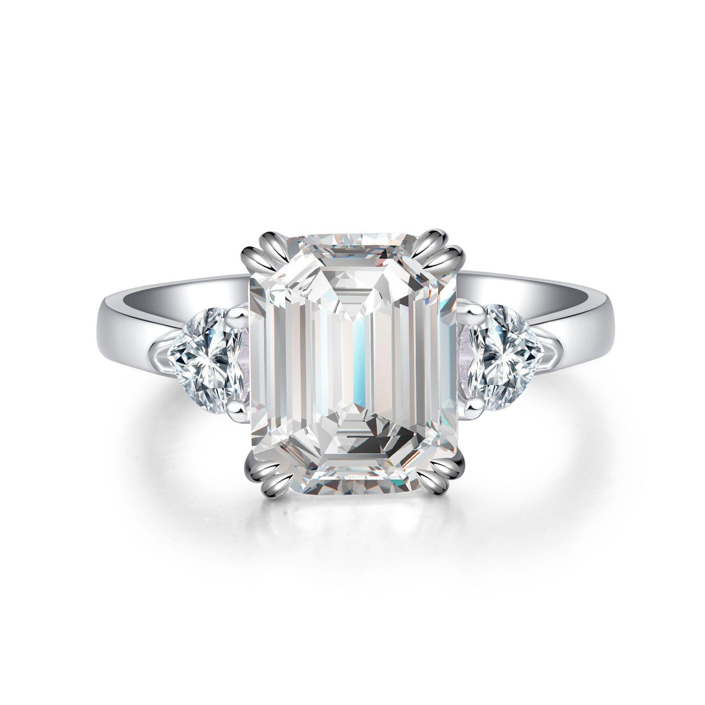 【T46】4CT Emerald Cut CZ Ring In 925 Sterling Silver4CT Emerald Cut CZ Ring In 925 Sterling Silver