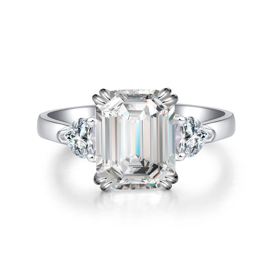 【T46】4CT Emerald Cut CZ Ring In 925 Sterling Silver4CT Emerald Cut CZ Ring In 925 Sterling Silver