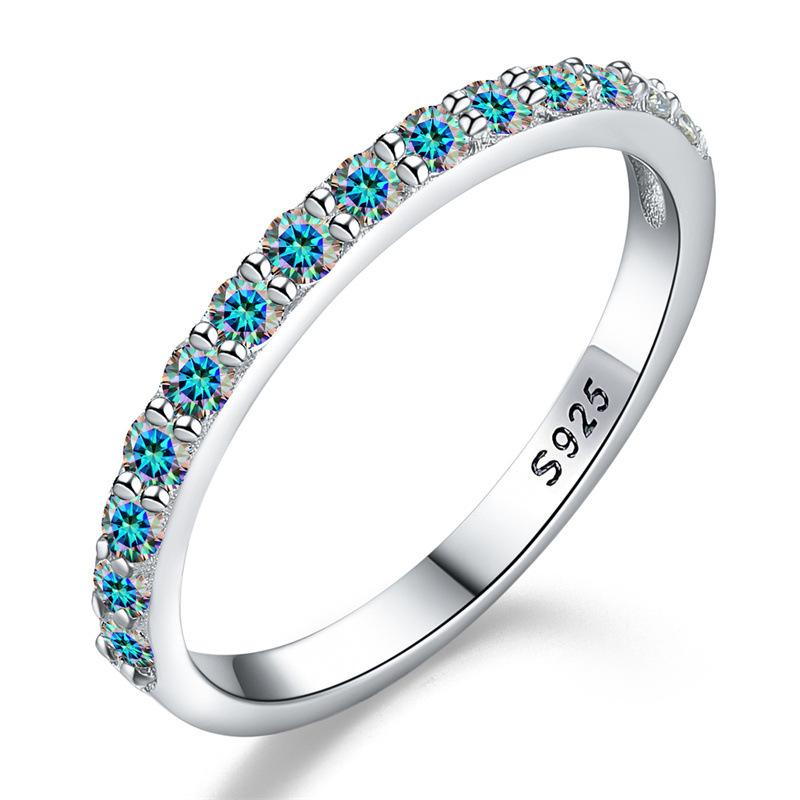 【#173】Multi-Color Moissanite Eternity Ring In 925 Sterling Silver