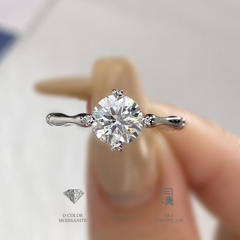 925 Sterling Silver Bamboo Proposal Moissanite Ring4