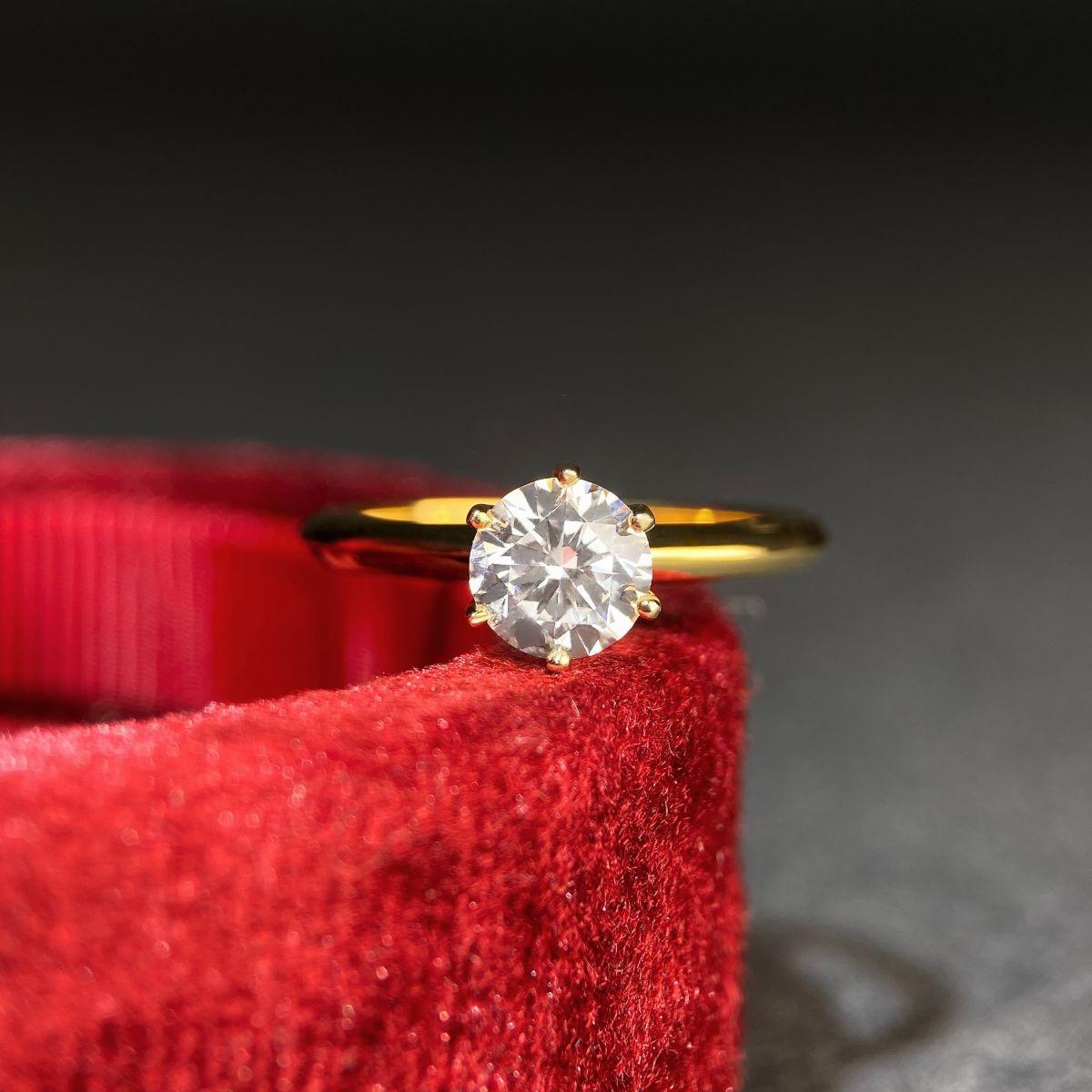 【#174】18K Gold Plated 1CT Moissanite Ring in 925 Sterling Silver