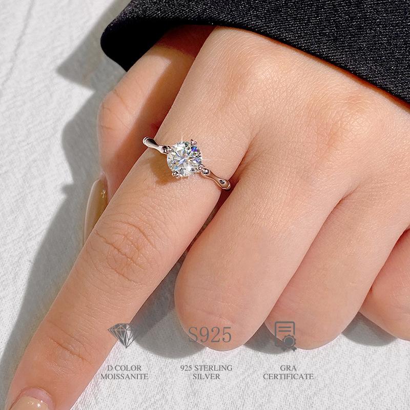 925 Sterling Silver Bamboo Proposal Moissanite Ring3