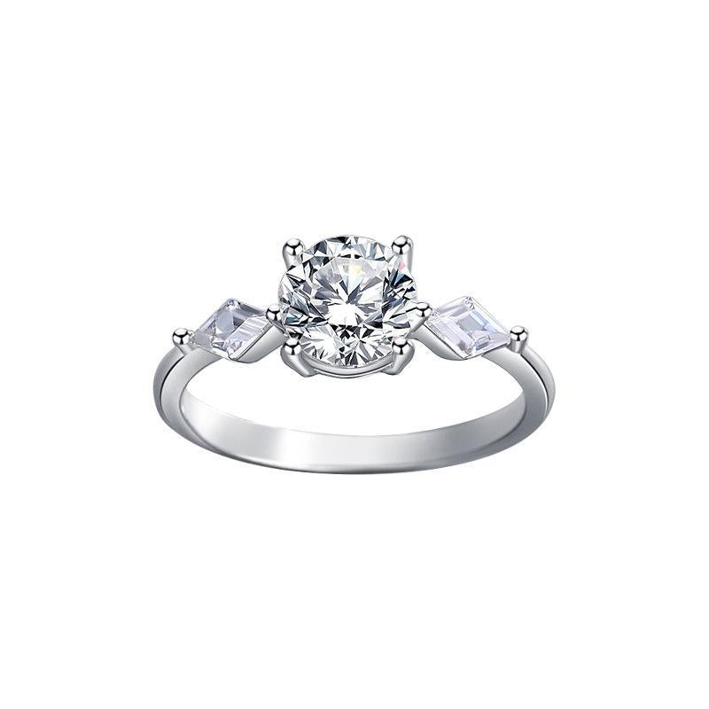 Elegant 925 Sterling Silver 1CT Three Stone Setting Moissanite Ring6