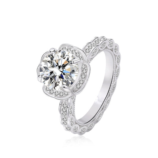 Damira S925 sterling silver sunflower moissanite ring for women, European and American fashion, light luxury jewelry, available for cross-border wholesale0