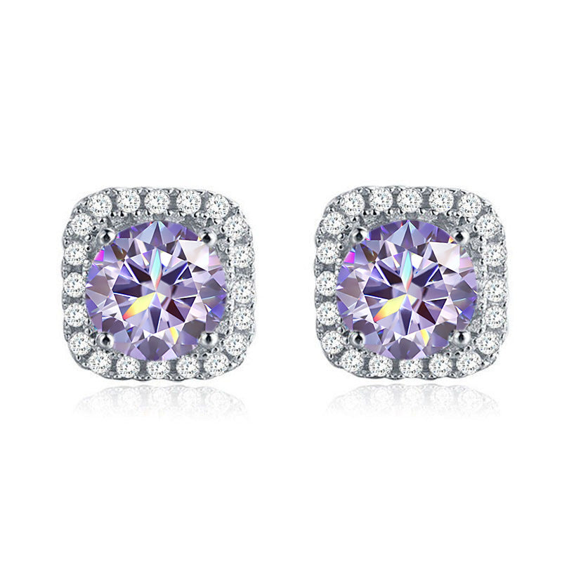 Luxury S925 silver moissanite stud earrings with square and round bag design, wholesale jewelry accessory from source factory, popular on TikTok7