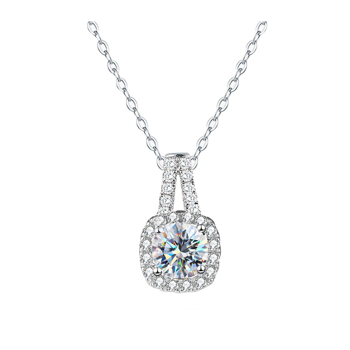 Women's all-match D color moissanite s925 sterling silver necklace with multiple square and round bag designs available for wholesale8