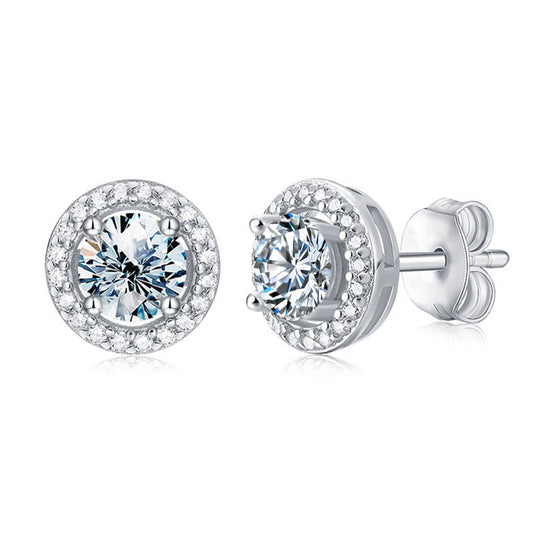 【#178】Four-Claw Simple Round Moissanite Stud Earrings In 925 Sterling Silver