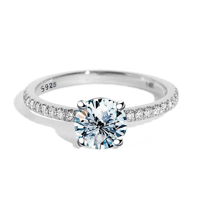 Classic four-claw diamond ring with moissanite s925 sterling silver for female proposal, 5 karat, popular on Tik Tok live stream6