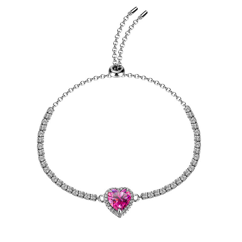 925 silver bracelet with diamond and moissanite in a heart-shaped design for women, ideal for live broadcasts and Tik Tok streams, direct from factory2