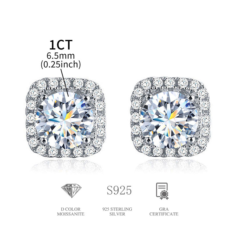 Luxury S925 silver moissanite stud earrings with square and round bag design, wholesale jewelry accessory from source factory, popular on TikTok12