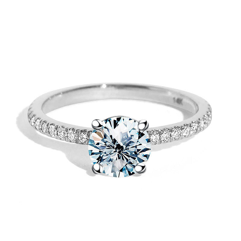 Classic four-claw diamond ring with moissanite s925 sterling silver for female proposal, 5 karat, popular on Tik Tok live stream2