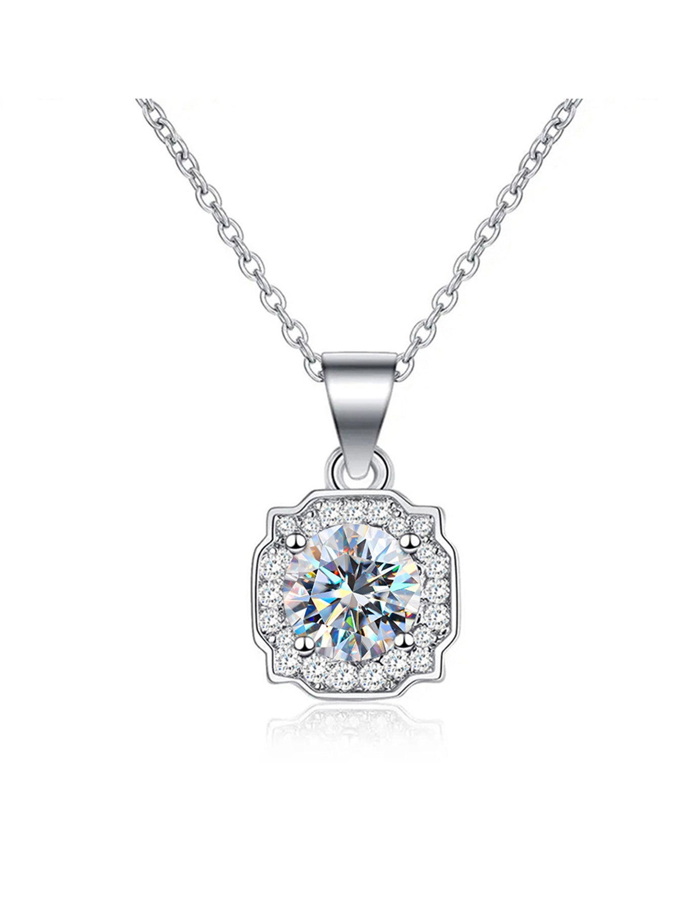 Women's all-match D color moissanite s925 sterling silver necklace with multiple square and round bag designs available for wholesale7