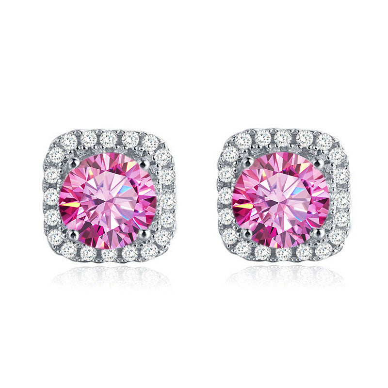 Luxury S925 silver moissanite stud earrings with square and round bag design, wholesale jewelry accessory from source factory, popular on TikTok4