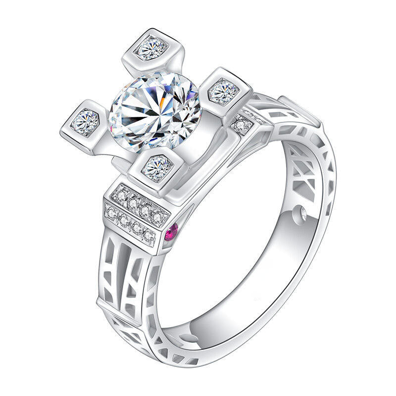 Factory direct supply 925 moissanite Eiffel Tower ring, 1 karat 2 karat, female proposal ring1