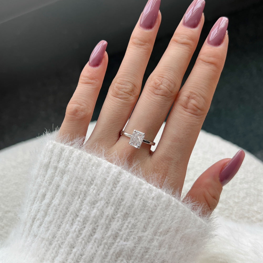 Europe and America cross border INS style S925 sterling silver 8A Ice Flower cut female ring high luxury fashion all-match design sense female accessories1