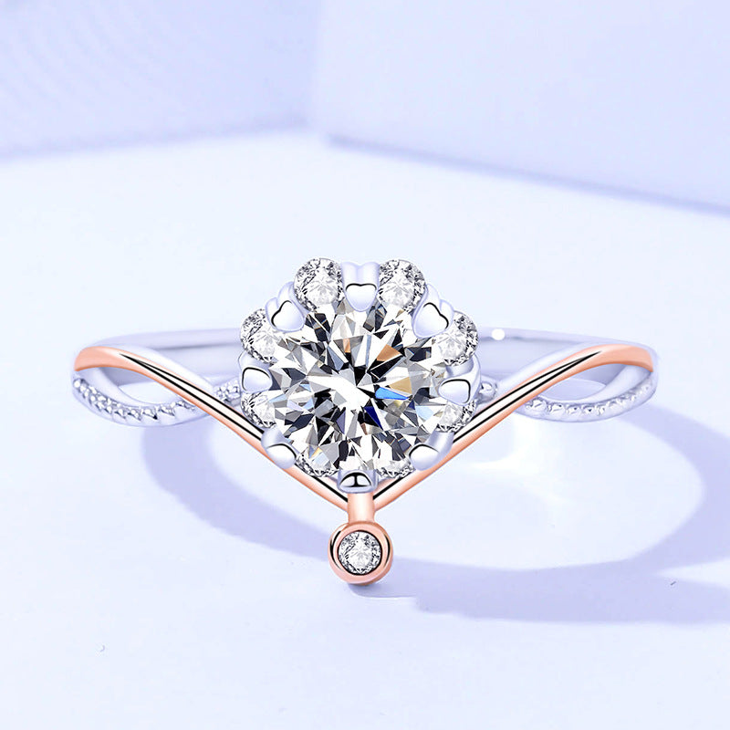 Damila s925 sterling silver moissanite proposal ring for women with cross-border light luxury line flower design, available for direct wholesale14