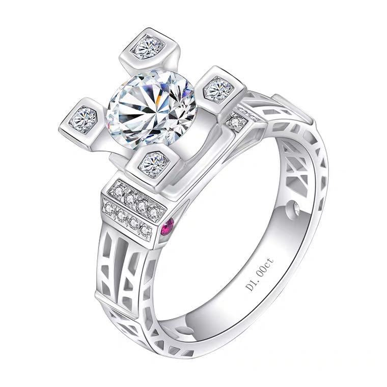 Factory direct supply 925 moissanite Eiffel Tower ring, 1 karat 2 karat, female proposal ring0