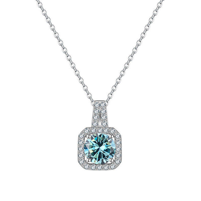 925 Sterling Silver Necklace with 1 karat color moissanite cross-border style for women Tik Tok live stream0