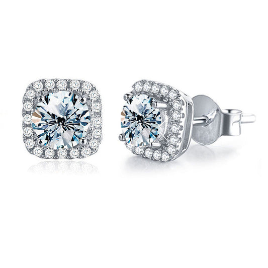 Luxury S925 silver moissanite stud earrings with square and round bag design, wholesale jewelry accessory from source factory, popular on TikTok5