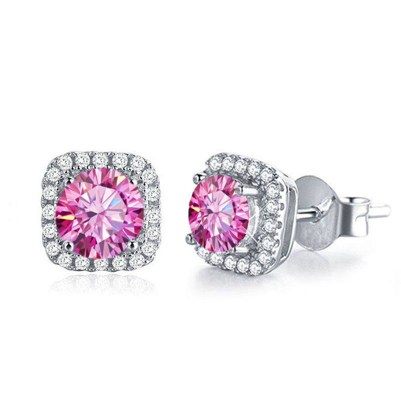 Luxury S925 silver moissanite stud earrings with square and round bag design, wholesale jewelry accessory from source factory, popular on TikTok14