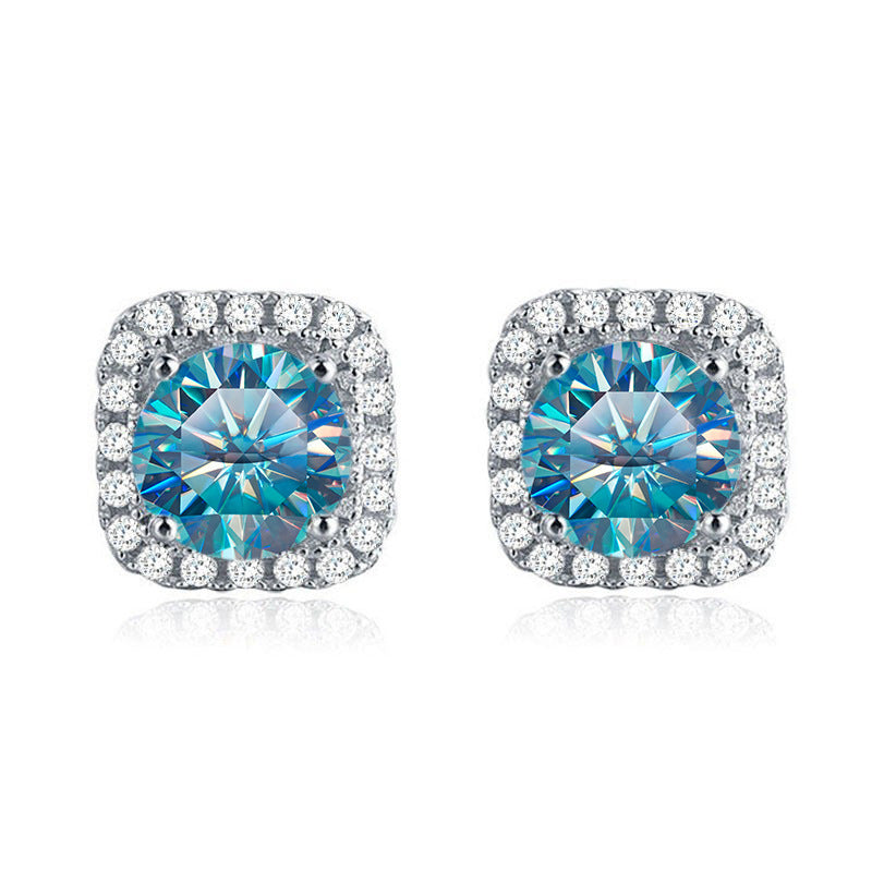 Luxury S925 silver moissanite stud earrings with square and round bag design, wholesale jewelry accessory from source factory, popular on TikTok9