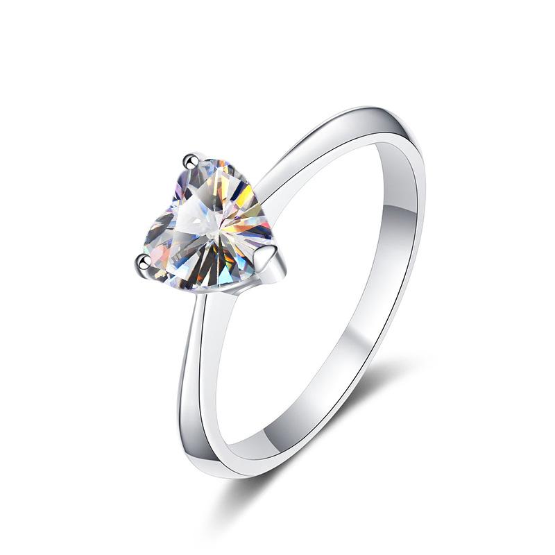 【#162】Heart-Shaped Moissanite Ring In 925 Sterling Silver