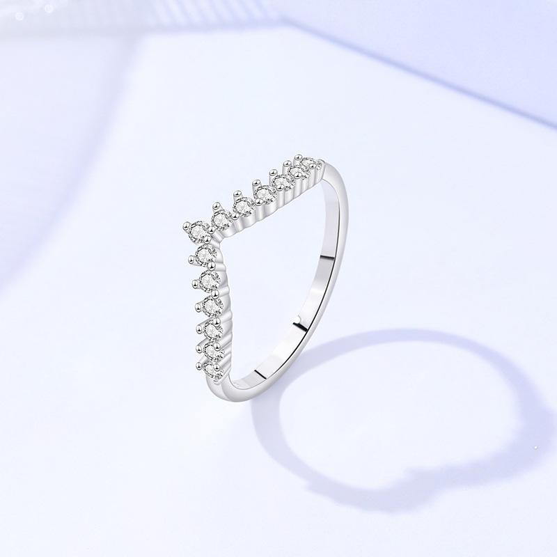 【T10】925 Sterling Silver V-shape Crown Ring