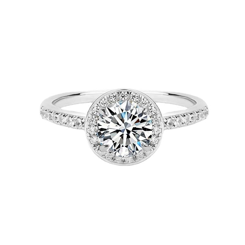 Elegant 925 Sterling Silver Moissanite Ring with Halo Setting0