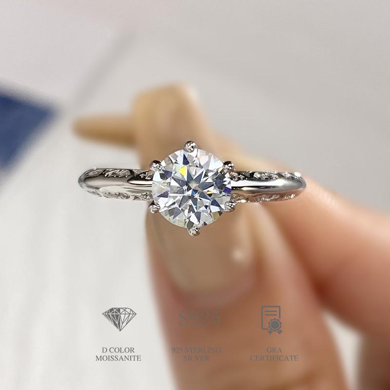 Elegant 925 Sterling Silver Moissanite Proposal Ring2