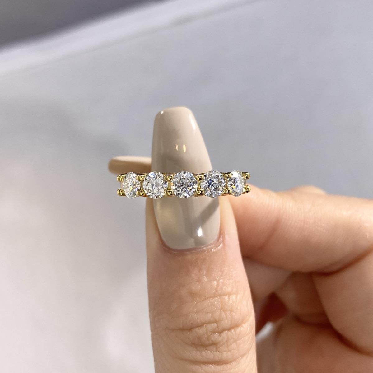 【#167】Five-star Moissanite Eternity Ring In 925 Sterling Silver