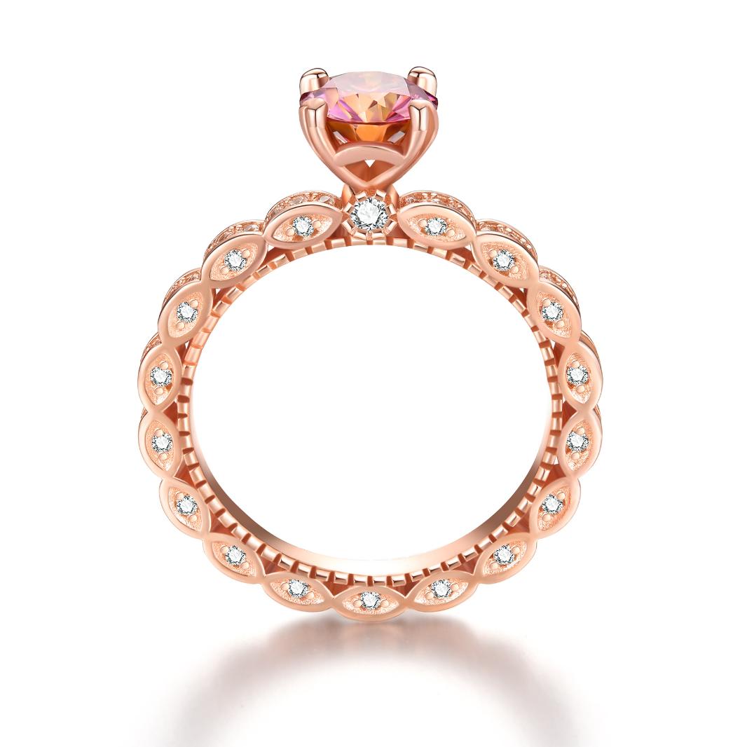 Elegant 925 Sterling Silver Moissanite Ring in Rose Gold Finish0