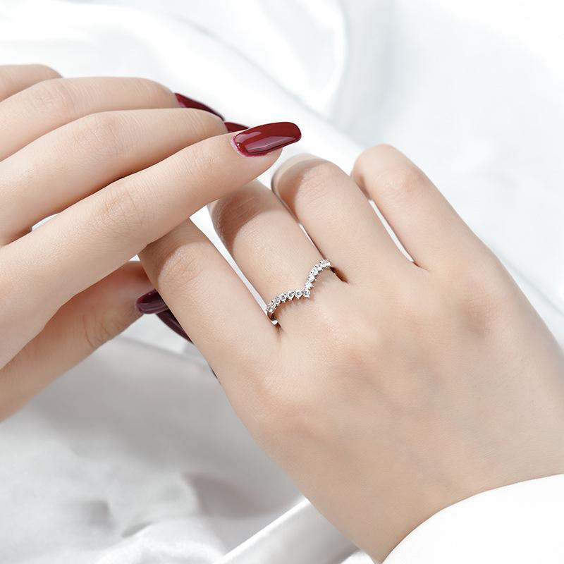 【T10】925 Sterling Silver V-shape Crown Ring